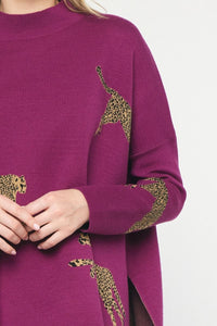 Betty Cheetah Sweater (Plum)