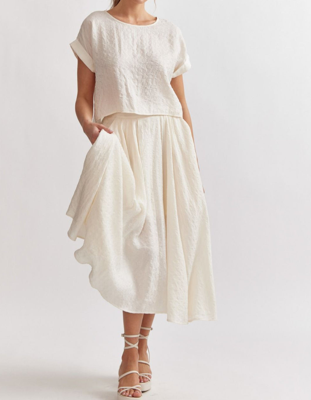 Isabella Textured Skirt (Cream)