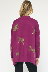 Betty Cheetah Sweater Plus (Plum)