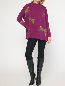 Betty Cheetah Sweater (Plum)