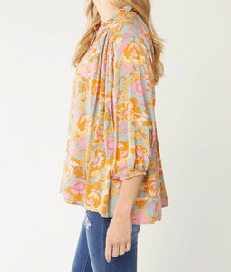 Annette Retro Floral Top Plus