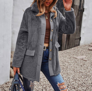 Fuzzy Button Shacket Coat