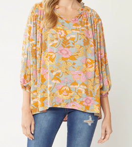 Annette Retro Floral Top Plus