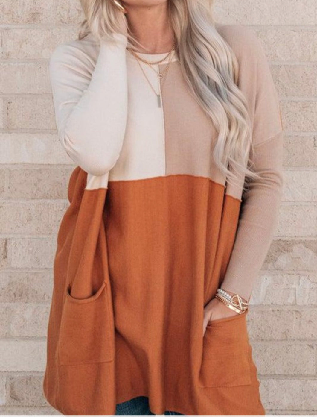 Caramel Color Block Top