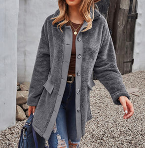 Fuzzy Button Shacket Coat