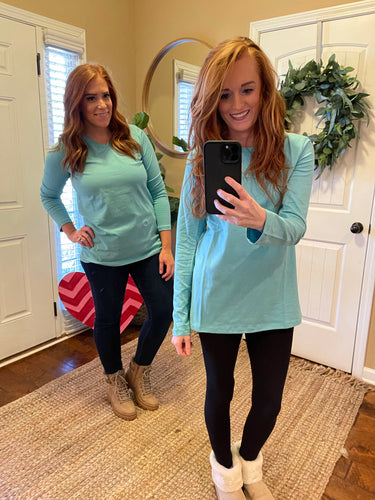 Basic Long Sleeve Tee (Dusty Teal)