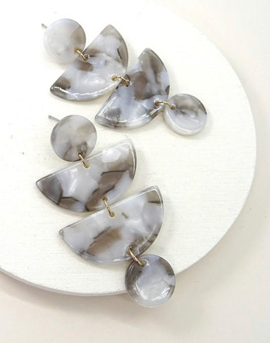 Grey Marble Tiered Earrings