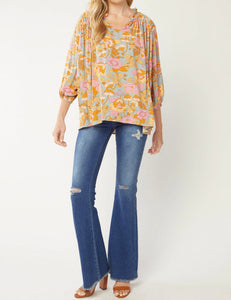 Annette Retro Floral Top Plus